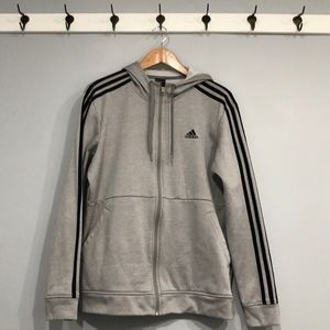 Adidas Essentials 3 Stripes Fleece Full Zip Hoodie